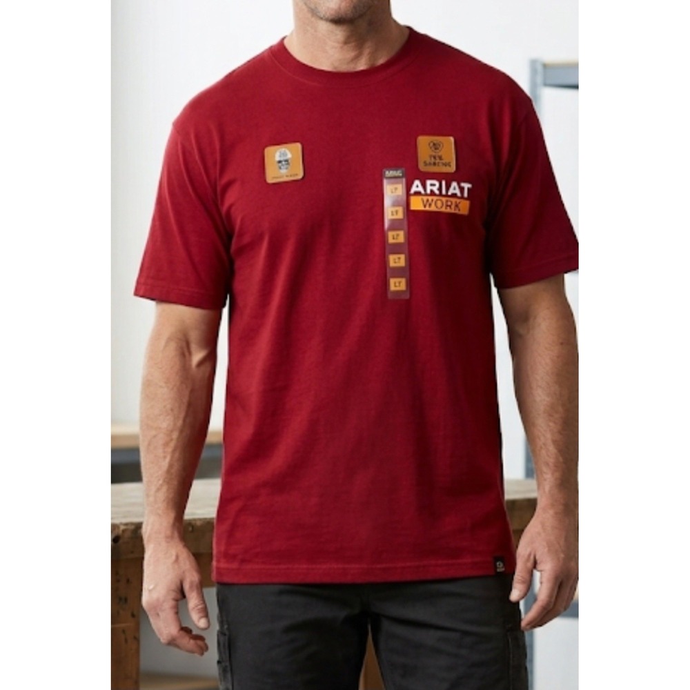 Ariat Work  RED Men's Graphic Rebar T-Shirt Size L Tall Red NWT